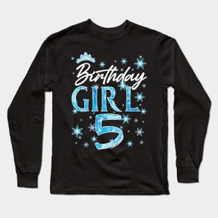 Winter Onederland 5th Birthday Girl Snowflake B-day Gift For Girls Kids Toddlers Long Sleeve T-Shirt